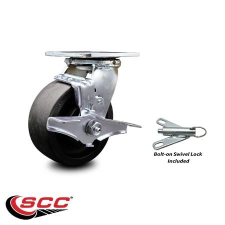 Service Caster 5 Inch Glass Filled Nylon Caster with Roller Bearing and Brake/Swivel Lock SCC SCC-30CS520-GFNR-TLB-BSL